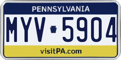 PA license plate MYV5904