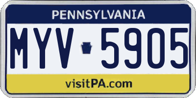 PA license plate MYV5905