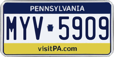 PA license plate MYV5909