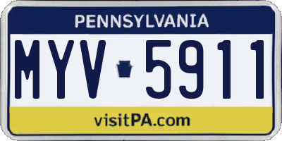 PA license plate MYV5911