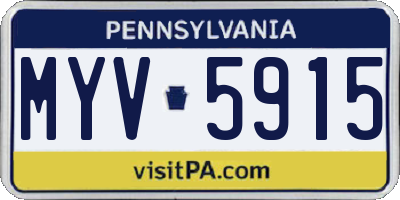 PA license plate MYV5915