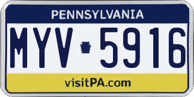 PA license plate MYV5916