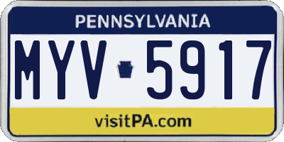PA license plate MYV5917