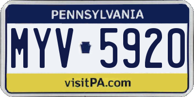 PA license plate MYV5920