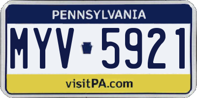 PA license plate MYV5921