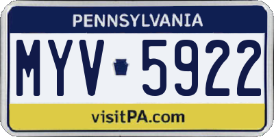 PA license plate MYV5922