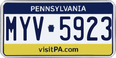 PA license plate MYV5923