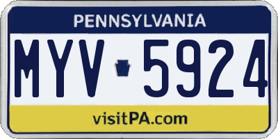 PA license plate MYV5924