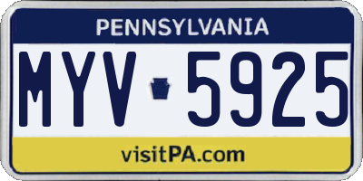 PA license plate MYV5925