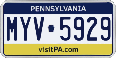 PA license plate MYV5929