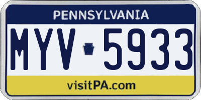 PA license plate MYV5933