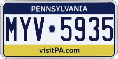 PA license plate MYV5935