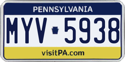 PA license plate MYV5938