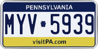 PA license plate MYV5939