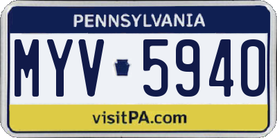 PA license plate MYV5940