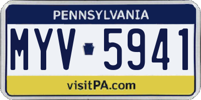 PA license plate MYV5941