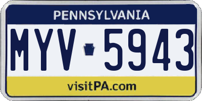 PA license plate MYV5943