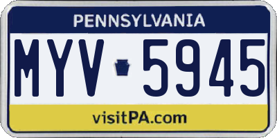 PA license plate MYV5945