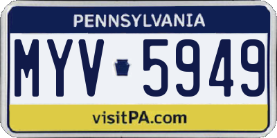 PA license plate MYV5949