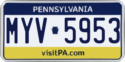 PA license plate MYV5953
