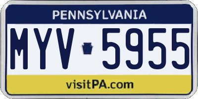 PA license plate MYV5955
