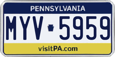 PA license plate MYV5959