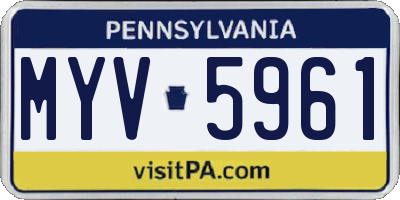 PA license plate MYV5961