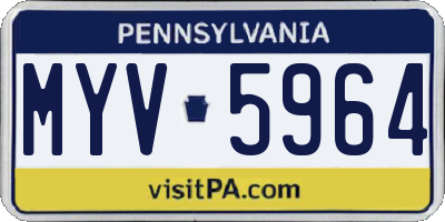 PA license plate MYV5964