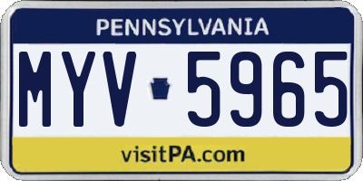 PA license plate MYV5965