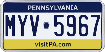 PA license plate MYV5967