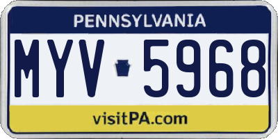 PA license plate MYV5968