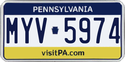 PA license plate MYV5974