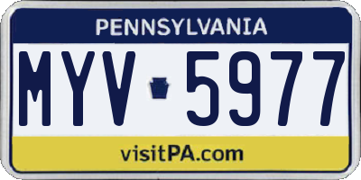 PA license plate MYV5977