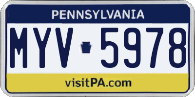 PA license plate MYV5978