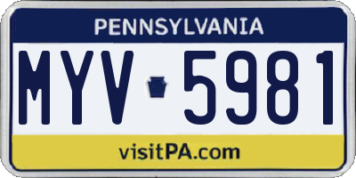 PA license plate MYV5981