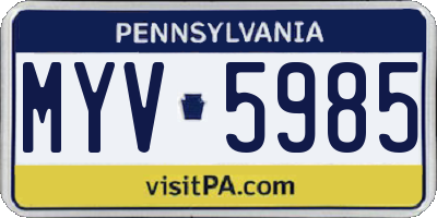 PA license plate MYV5985