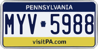 PA license plate MYV5988