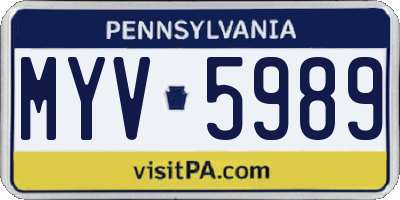 PA license plate MYV5989
