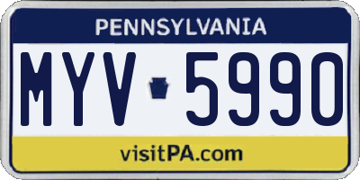 PA license plate MYV5990