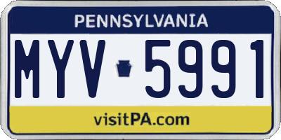 PA license plate MYV5991