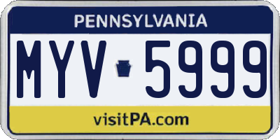 PA license plate MYV5999