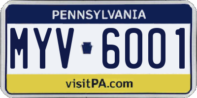 PA license plate MYV6001