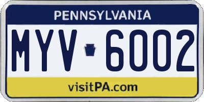 PA license plate MYV6002