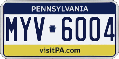 PA license plate MYV6004