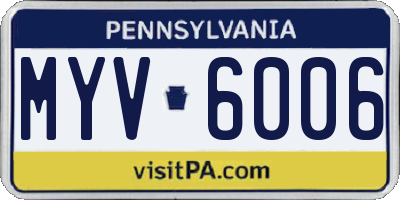 PA license plate MYV6006