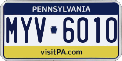 PA license plate MYV6010