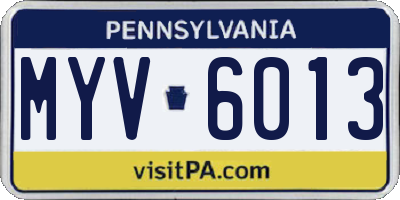 PA license plate MYV6013
