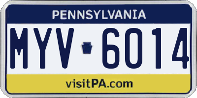 PA license plate MYV6014