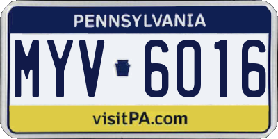 PA license plate MYV6016