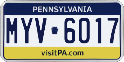 PA license plate MYV6017